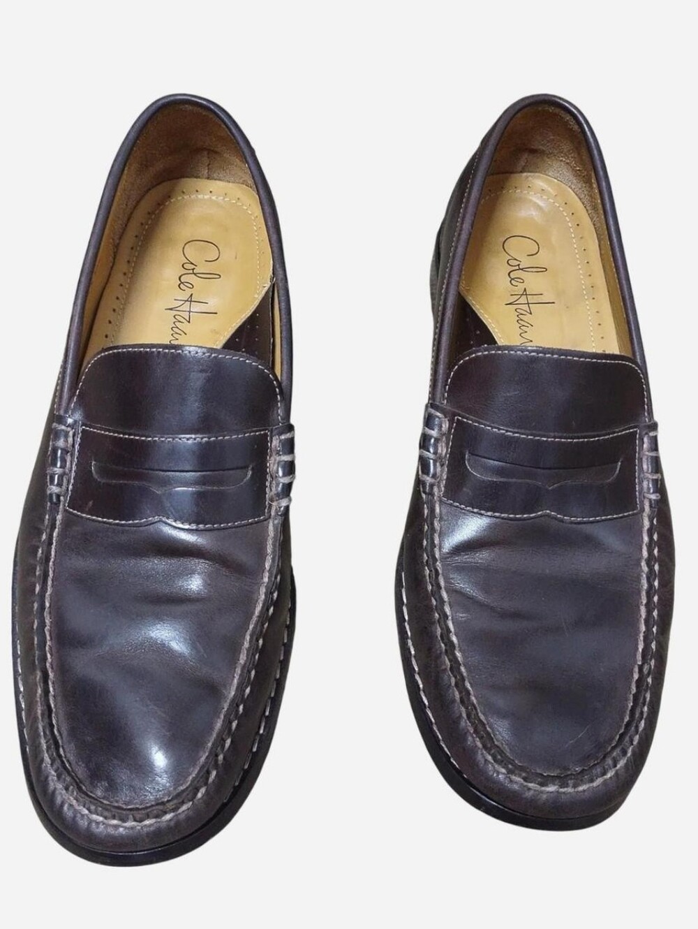Cole Haan Men's Dark Brown Genuine Leather Penny Loafers Nikeair Size 9.5 M